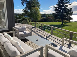 Terrace/patio - Private Waterfront Luxury on the Bras D'Or Lake with Hot Tub and Barrel Sauna (St Peters)