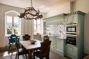 Microwave, dishwasher, cookware/dishes/utensils