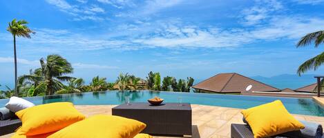 Outdoor pool, pool loungers