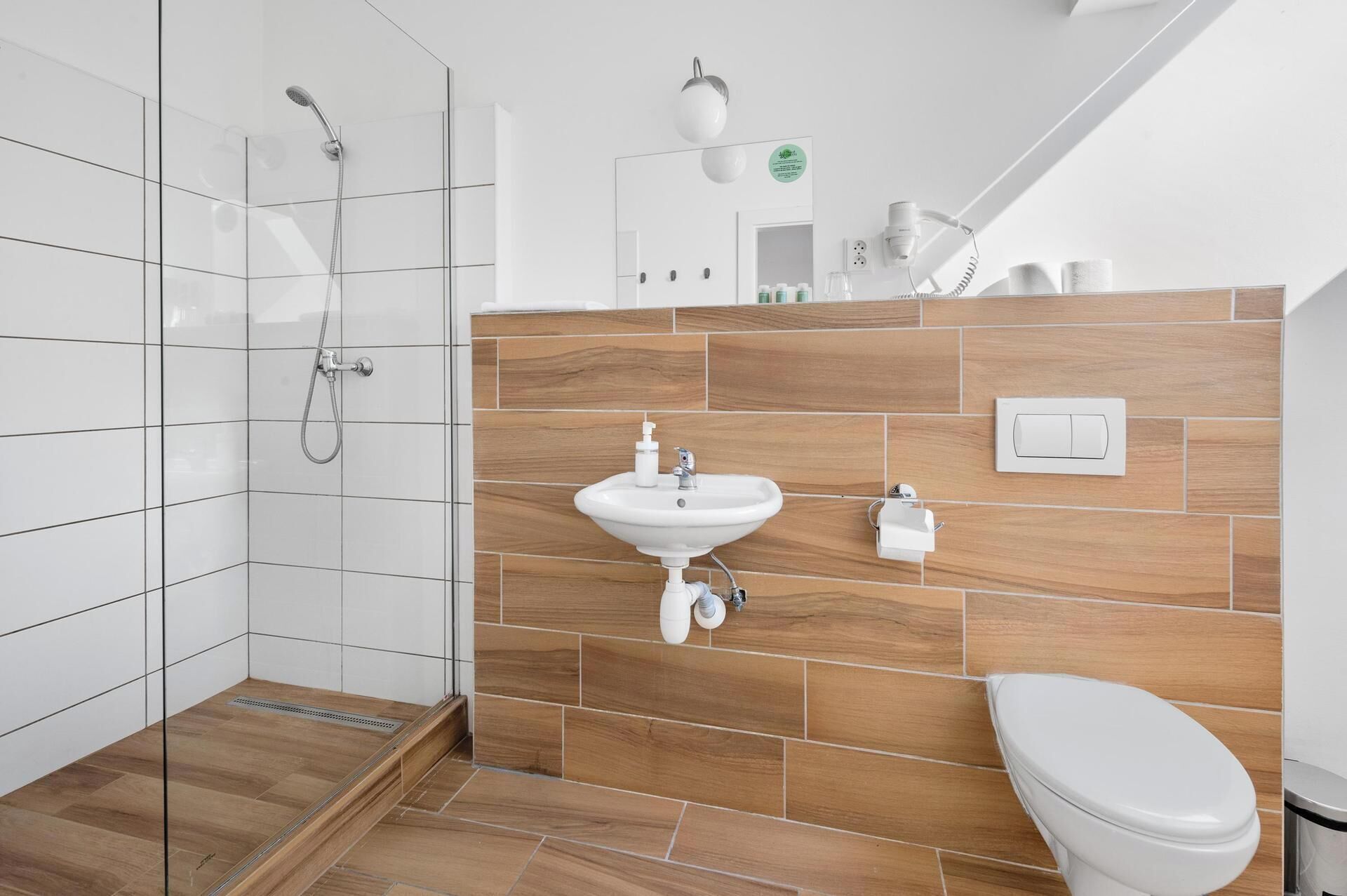 standard triple room | bathroom | shower, free toiletries, hair dryer, towels