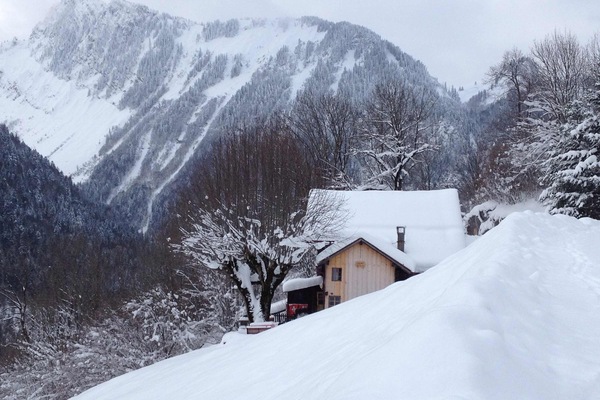 the snow covered chalet