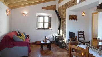 Smart TV, fireplace, table tennis, books