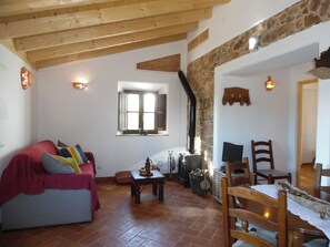 Een smart-tv, een open haard, een tafeltennistafel en boeken