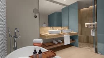 Amenidades de baño gratuitas, secadora de cabello, pantuflas, toallas