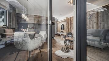 Apartment, Terrace (Silber) | Private kitchenette | Full-sized fridge, microwave, stovetop, dishwasher