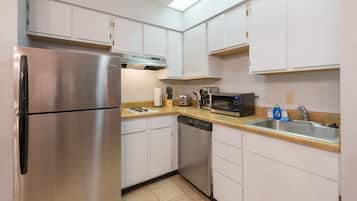 Fridge, microwave, dishwasher, coffee/tea maker