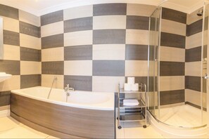 Apartment | Bathroom | Designer toiletries, hair dryer, towels, soap - Luxury Apartments - Churchside (Cheltenham)