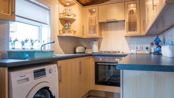 Fridge, microwave, oven, electric kettle