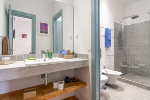 Shower, hair dryer, bidet, soap