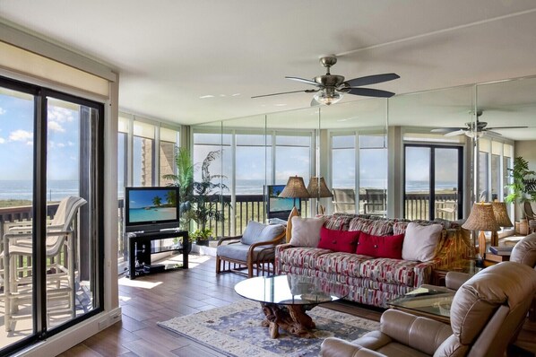 Flat-screen TV, DVD player