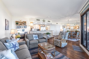 Flat-screen TV, DVD player - Sandpiper Condominiums 203, Panoramic Gulf Views w/ direct access to Mustang Island/Port A beaches. (Port Aransas)