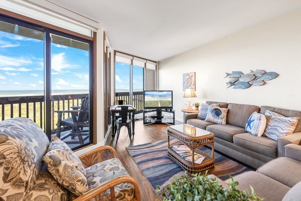 Flat-screen TV, DVD player