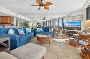 Flat-screen TV, DVD player - Sandpiper Condominiums 606, Panoramic Gulf Views w/ direct access to Mustang Island/Port A beaches. (Port Aransas)