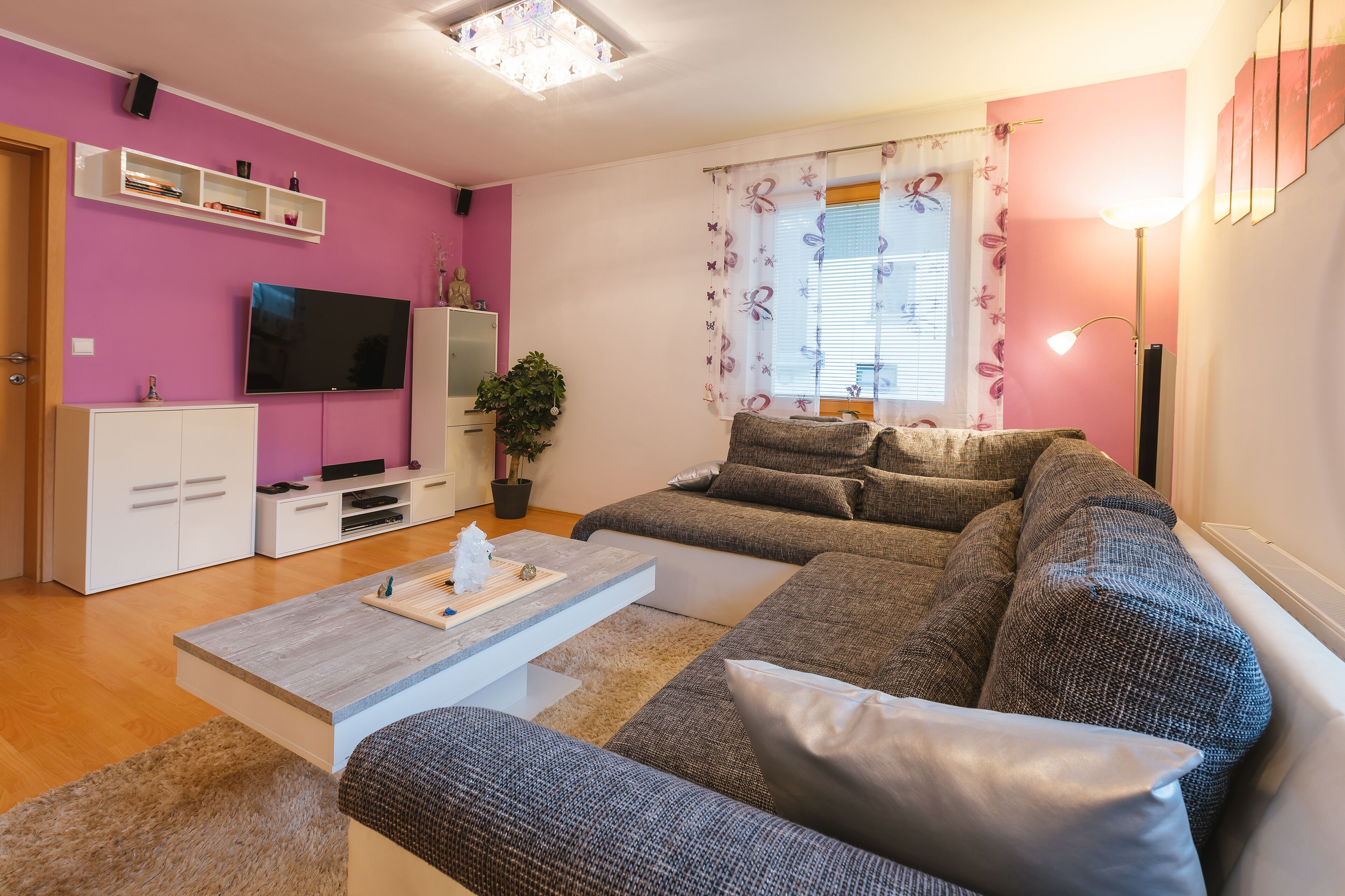 Deluxe Apartment, 3 Bedrooms, Ground Floor | Living area | Flat-screen TV