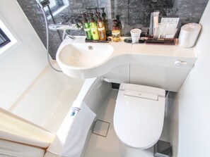Combined shower/bathtub, free toiletries, hair dryer, slippers - HOTEL LiVEMAX Kyoto Teramachidori (Kyoto)