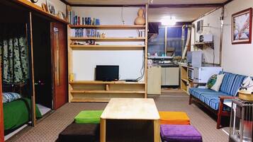 TV, DVD player, books