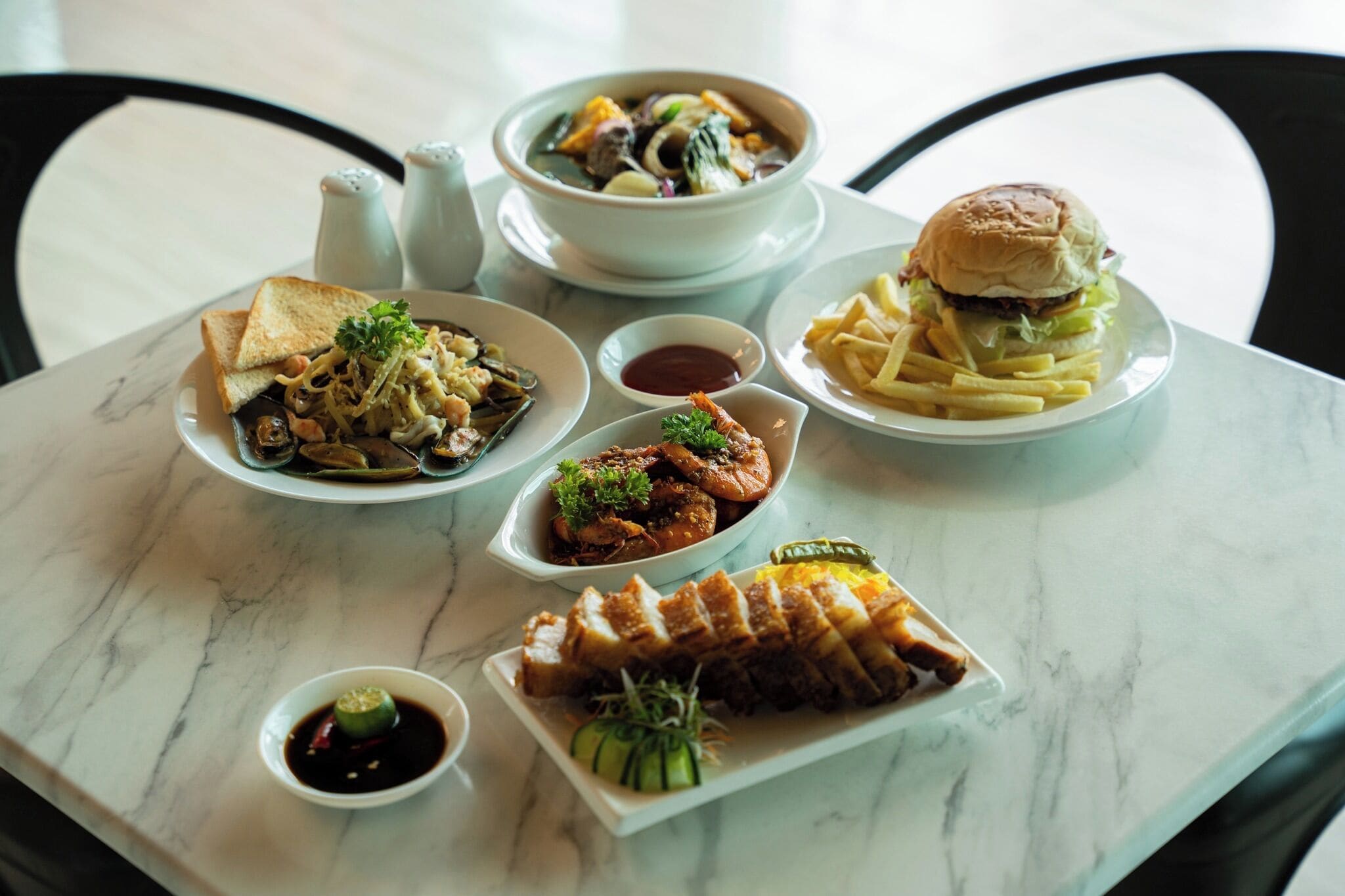 breakfast, lunch, dinner served; local and international cuisine