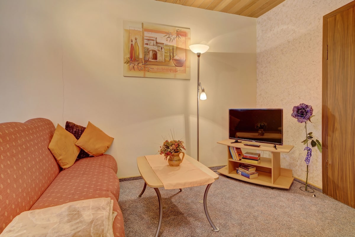 Apartment, Balkon (A, 38m2, 2 people) | Wohnbereich | Flachbildfernseher