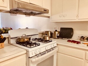 Fridge, microwave, stovetop, dishwasher