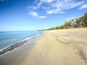 On the beach, beach towels