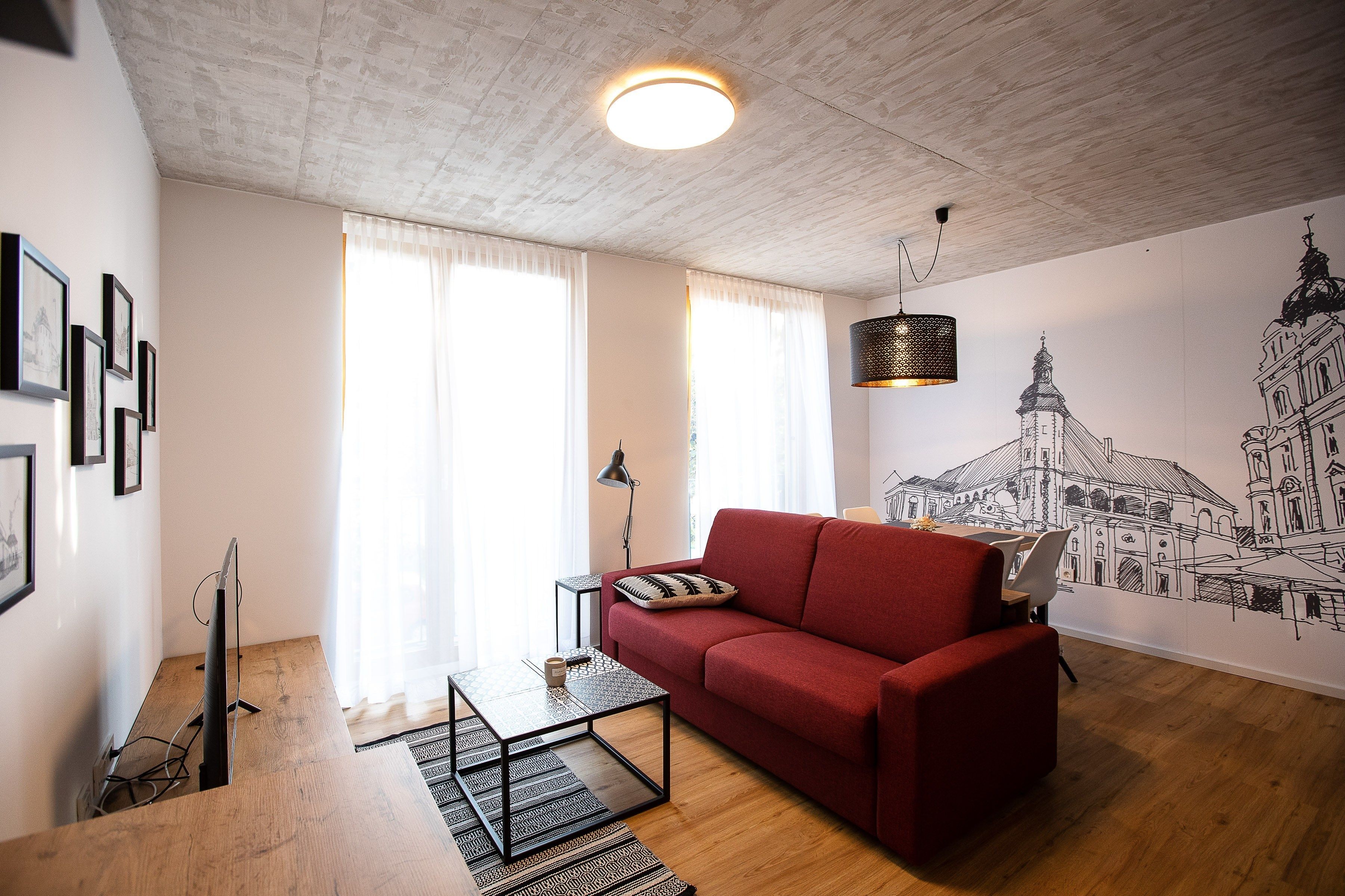 设计公寓, 1 间卧室 (2) | 客厅 | 平板电视