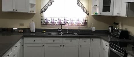 Family Apartment, Non Smoking | Private kitchen | Full-size fridge, microwave, oven, stovetop