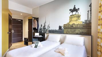 In-room safe, desk, laptop workspace, blackout curtains