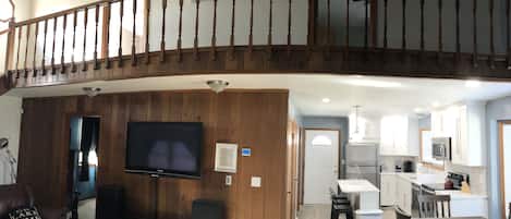 Smart TV, DVD player, video library, stereo
