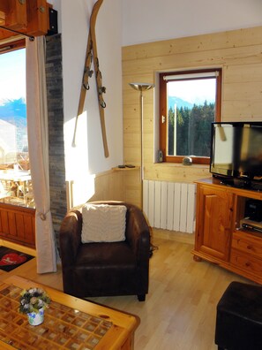 Flat-screen TV, DVD player, books, stereo - In the resort, ski-in ski-out, 3-star duplex with panoramic view, WiFi and elevator (MORILLON)