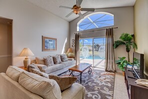 House, 5 Bedrooms, Private Pool (3 Bathrooms) | Living area | 42-inch flat-screen TV with cable channels, TV, DVD player