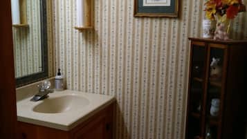 Combined shower/bathtub, eco-friendly toiletries, hair dryer, towels