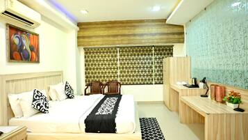 Memory foam beds, desk, laptop workspace, iron/ironing board