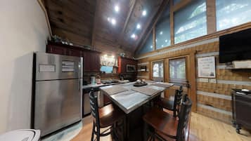 Cabin, 1 Bedroom | Private kitchen | Fridge, oven, coffee/tea maker, toaster
