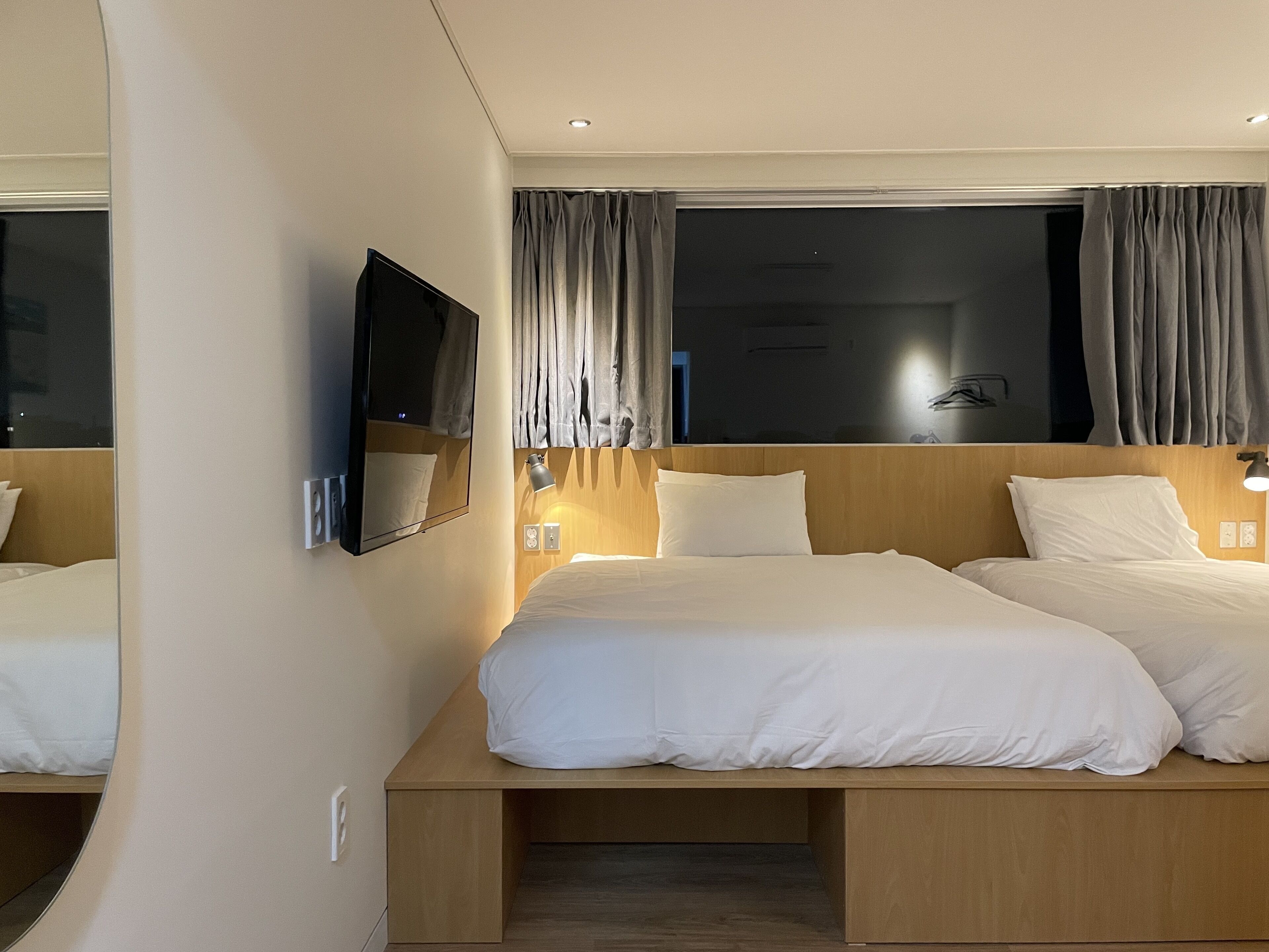 1 bedroom, desk, laptop workspace, blackout curtains