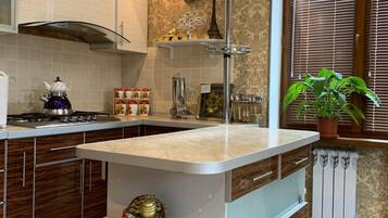 Fridge, electric kettle