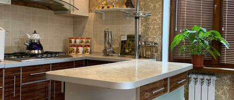 Shared fridge, electric kettle