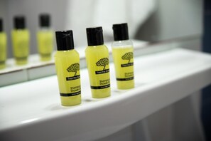 Douche, articles de toilette gratuits, serviettes fournies