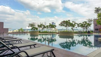 3 outdoor pools, open 7:30 AM to 8:00 PM, pool umbrellas, sun loungers