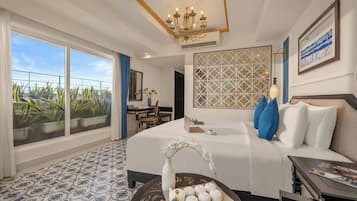 Suíte família, piscina particular | 1 quarto, roupas de cama premium