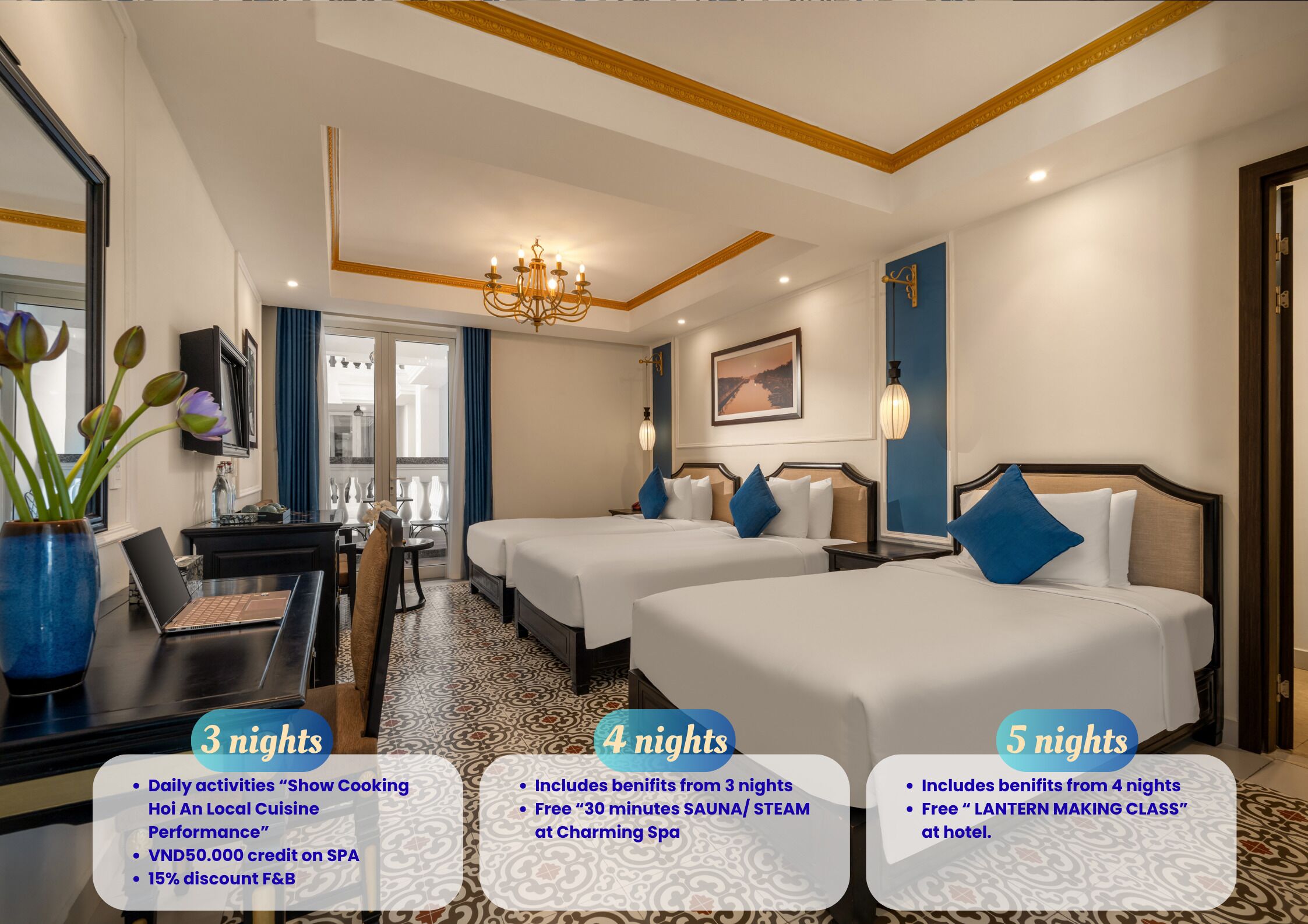 Deluxe-Dreibettzimmer | Hochwertige Bettwaren, Betten mit Memory-Foam-Matratzen, Minibar