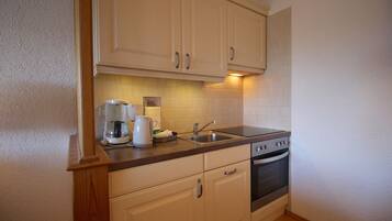 Apartment, 1 Bedroom, Mountain View (Wettersteinblick) | Dapur peribadi | Peti sejuk, ketuhar gelombang mikro, ketuhar, dapur
