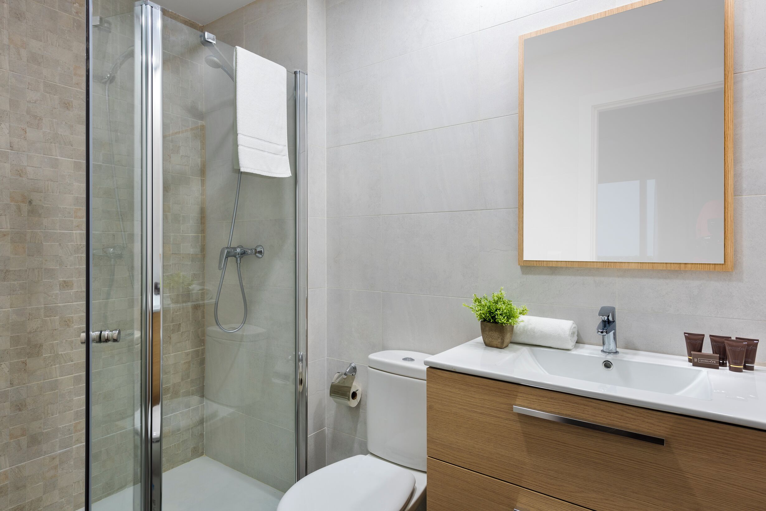 Apartament (2 Bedrooms) | Bany | Dutxa, assecador de cabells, bidet i tovalloles 