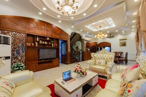 TV, fireplace