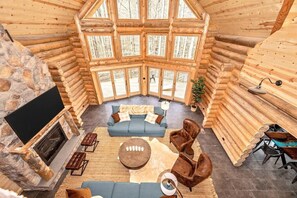 Smart TV, fireplace, video games, DVD player