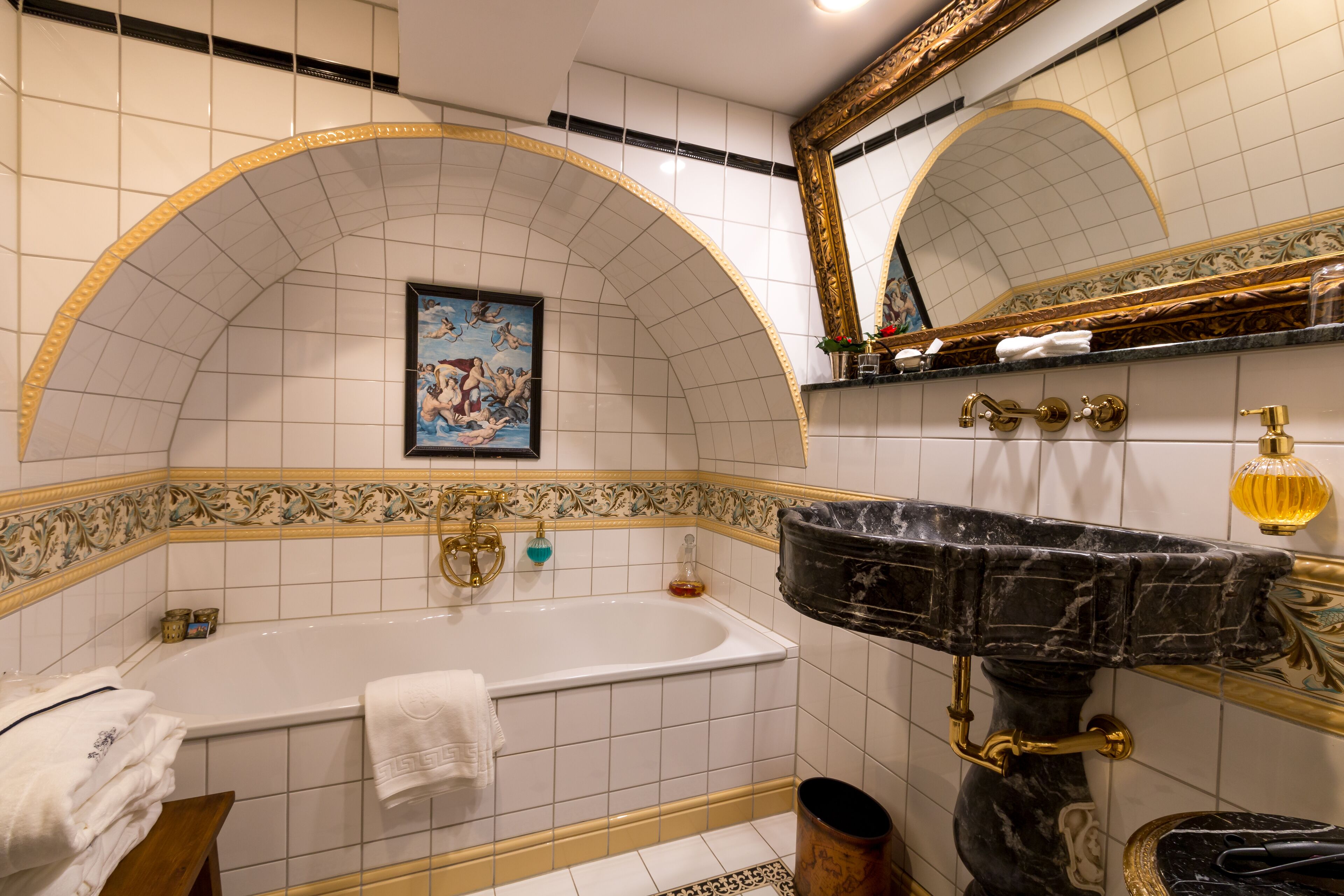 comfort suite | bathroom | designer toiletries, hair dryer, bathrobes, slippers