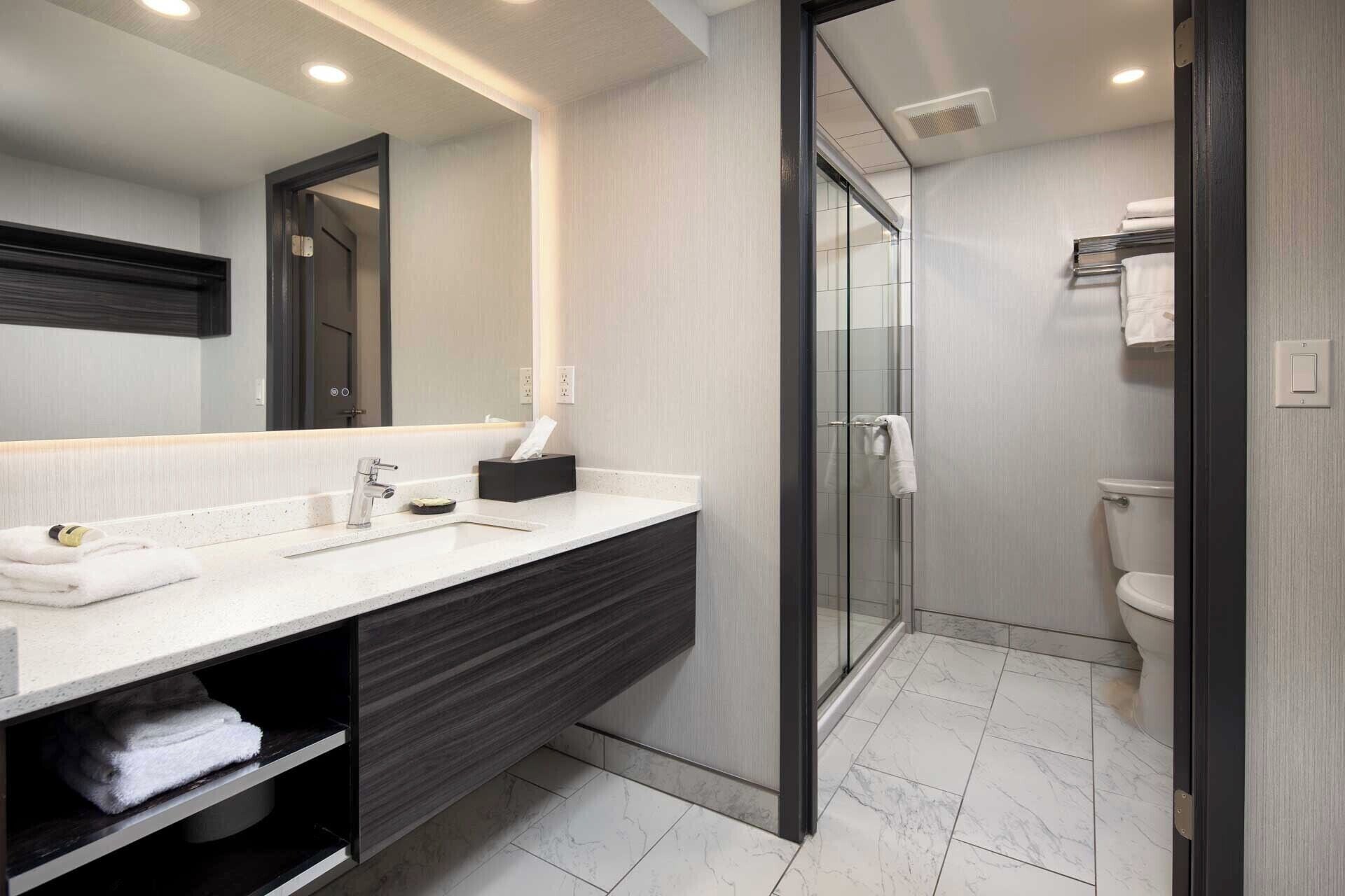 Deluxe-huone | Kylpyhuone | Suihku, hierova suihkupää, ilmaiset hygieniatuotteet, hiustenkuivaaja