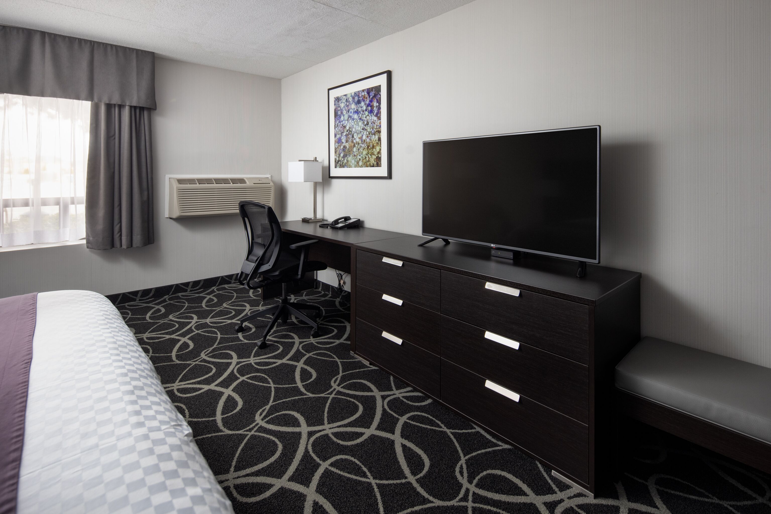 blackout curtains, iron/ironing board, free wifi, bed sheets