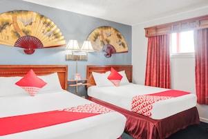 Room, 2 Double Beds | Desk, bed sheets