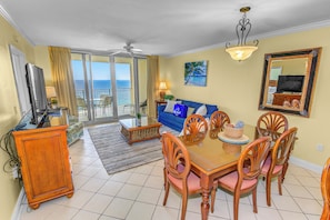 Condo, Multiple Beds, Balcony, Ocean View (Emerald Beach Resort 2025) | Living area | 42-inch flat-screen TV with cable channels, TV
