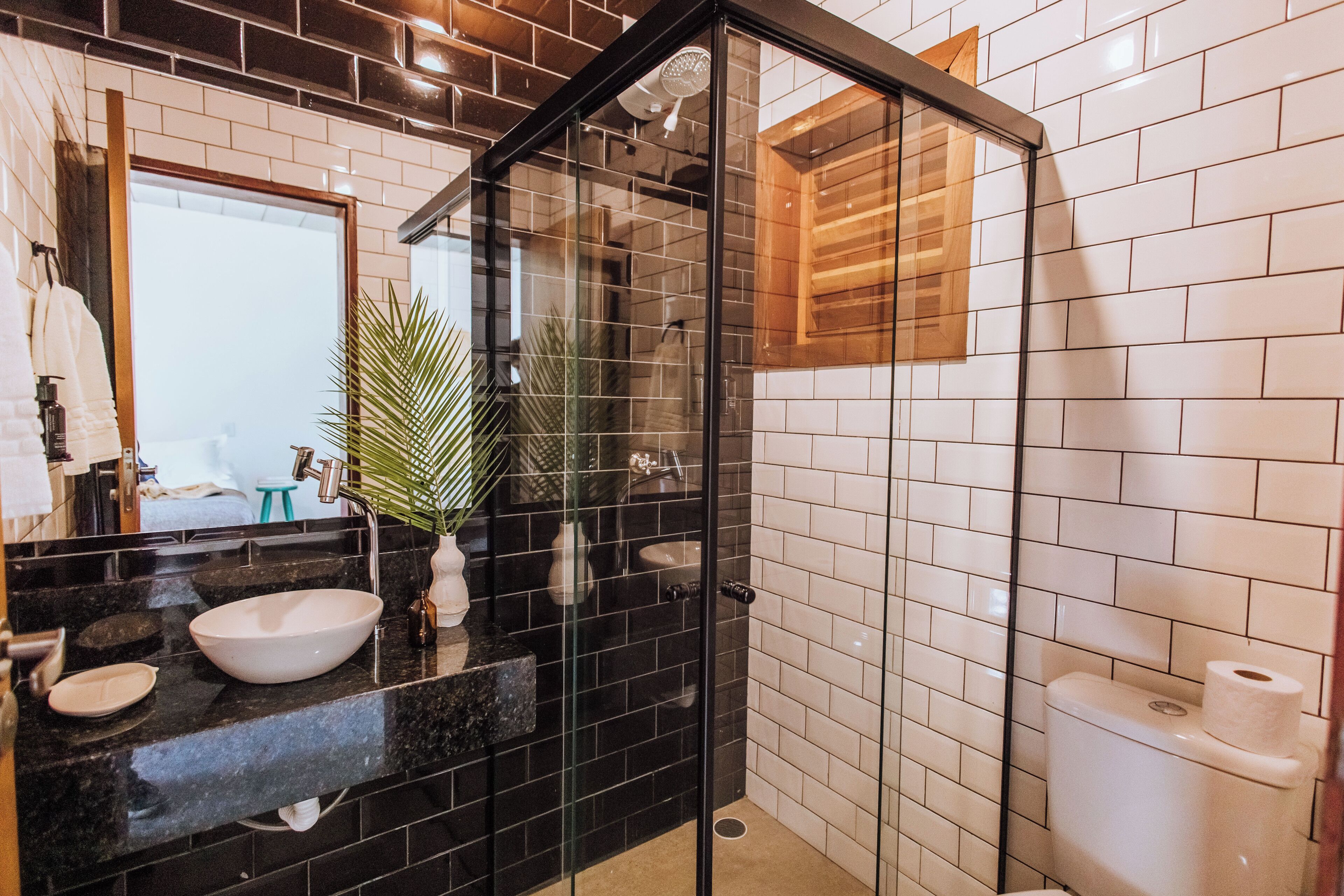 Eco-friendly toiletries, hair dryer, towels, soap